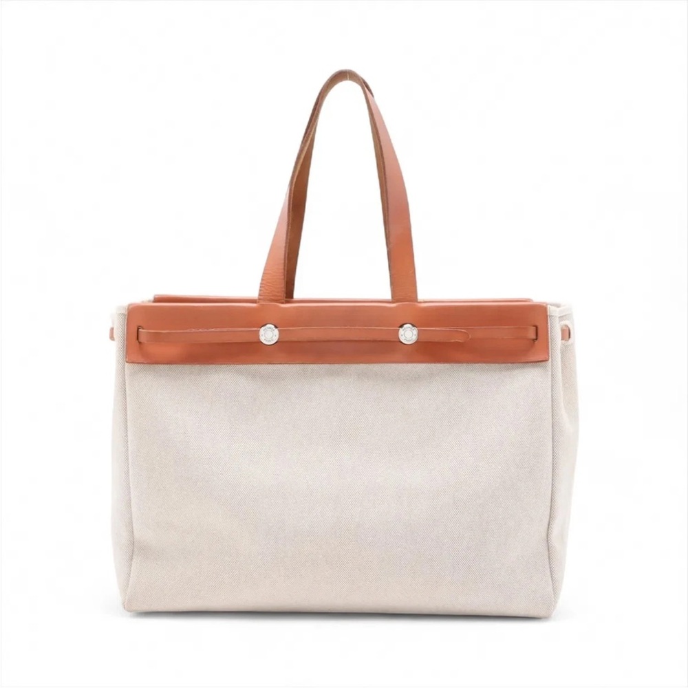 Hermes Herbag Kabasu GM Toile Officier in Brown Calfskin